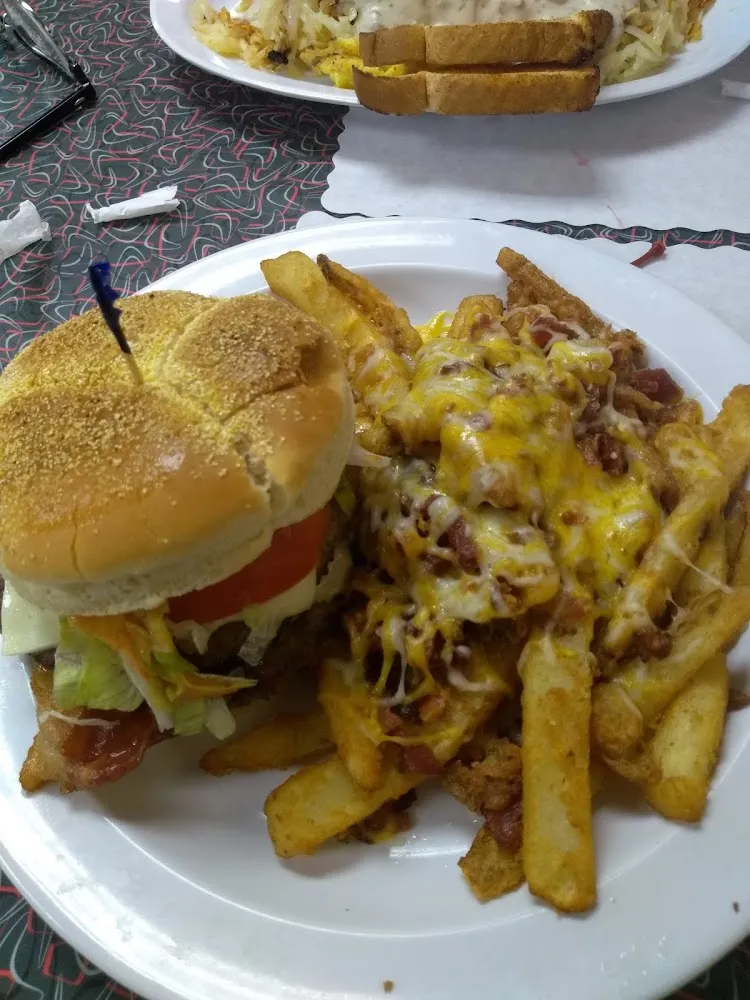 Bacon Cheese Fries and Burger