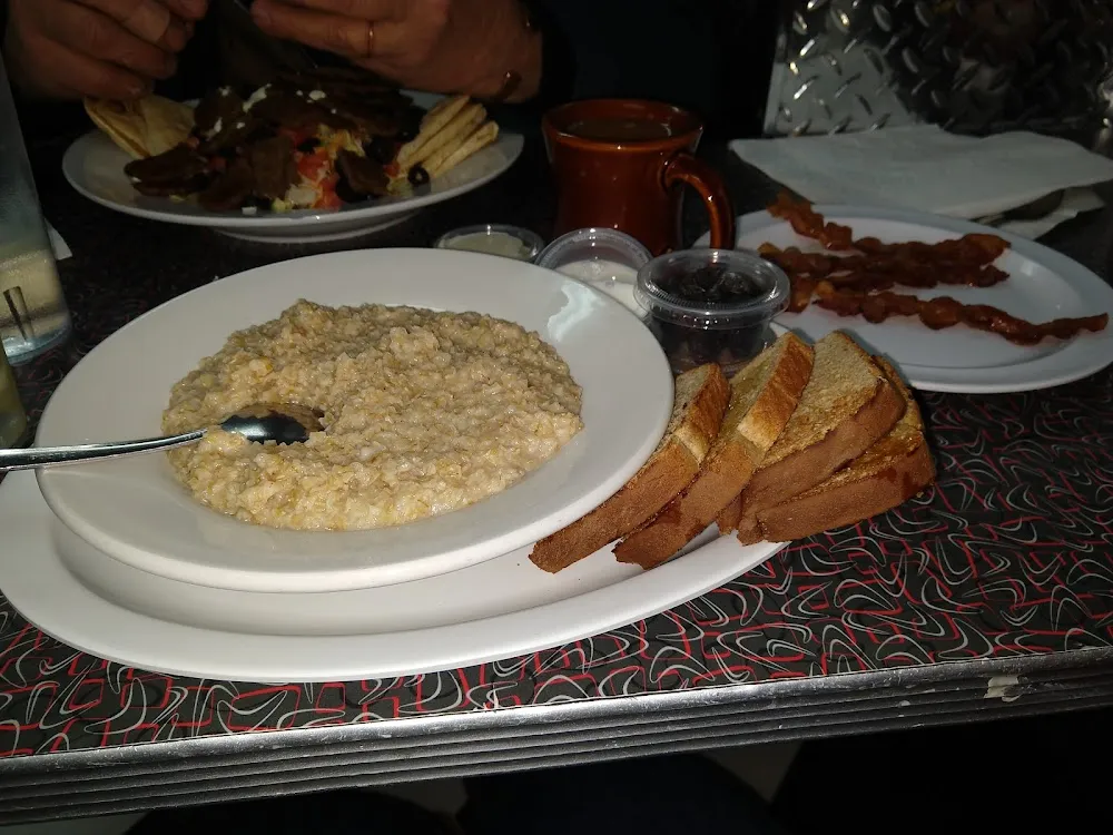 Oatmeal and Toast Side of Bacon